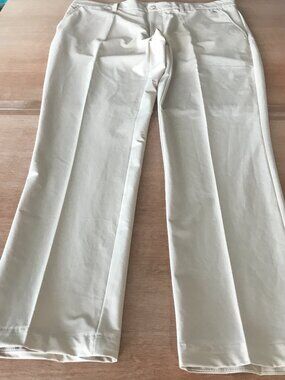J. Lindeberg Regular Fit Pants Men 38x32 Beige Mid Rise Pleated Athleisure Golf